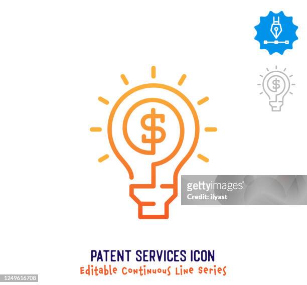 patent services continuous line editable icon - one line drawing abstract line art stock illustrations