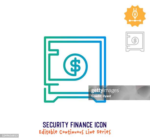 security finance continuous line editable icon - double identity stock illustrations