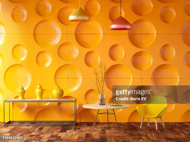 orange room - yellow wall stock-fotos und bilder
