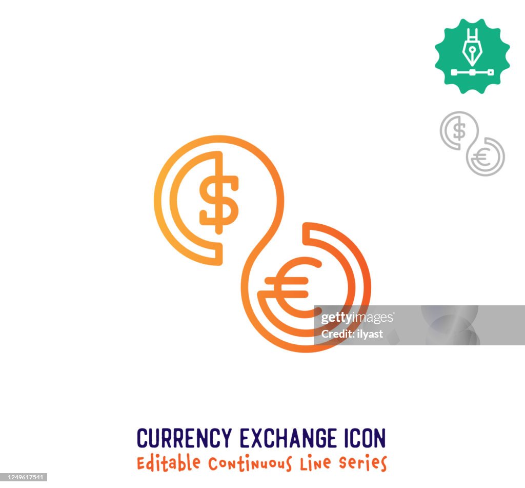 Currency Exchange Continuous Line Editable Icon