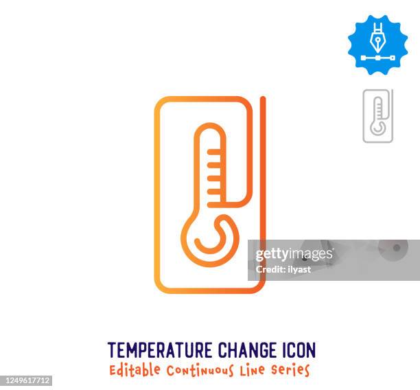 temperaturänderung kontinuierliche linie editierbares symbol - heat temperature stock-grafiken, -clipart, -cartoons und -symbole