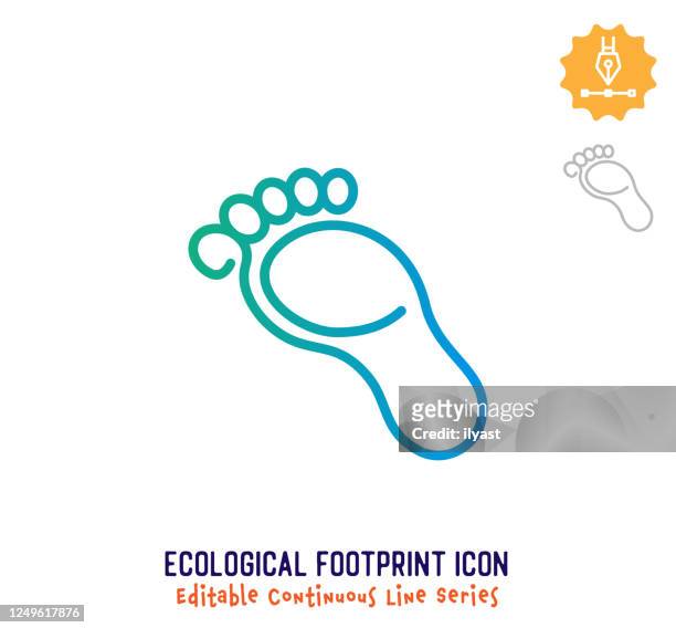stockillustraties, clipart, cartoons en iconen met pictogram continuous line editable voor ecologische voetafdruk - footprint