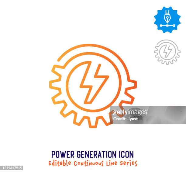 power generation continuous line editable icon - elektrischer generator stock-grafiken, -clipart, -cartoons und -symbole