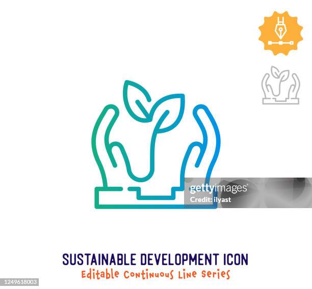 sustainable development continuous line editable icon - agriculture logo stock illustrations