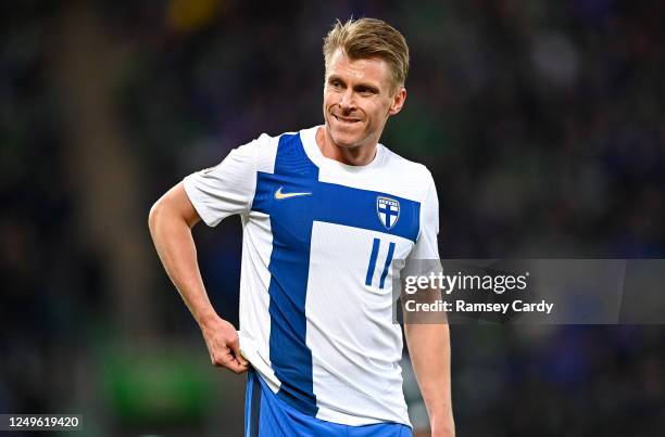 Belfast , United Kingdom - 26 March 2023; Rasmus Schüller of Finland during the UEFA EURO 2024 Championship Qualifier match between Northern Ireland...