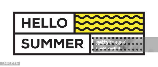 hallo sommer. kreative vorlage. vektortypografie - illustration - hello summer stock-grafiken, -clipart, -cartoons und -symbole