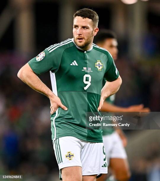 Belfast , United Kingdom - 26 March 2023; Conor Washington of Northern Ireland during the UEFA EURO 2024 Championship Qualifier match between...