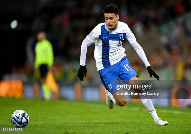 Belfast , United Kingdom - 26 March 2023; Pyry Soiri of Finland during the UEFA EURO 2024 Championship Qualifier match between Northern Ireland and...