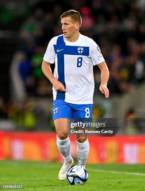 Belfast , United Kingdom - 26 March 2023; Robin Lod of Finland during the UEFA EURO 2024 Championship Qualifier match between Northern Ireland and...