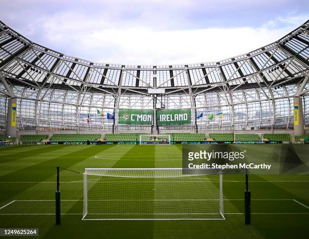 Dublin , Ireland - 27 March 2023; A general view of the Aviva Stadium before the UEFA EURO 2024 Championship Qualifier match between Republic of...