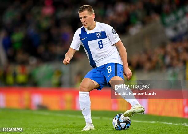 Belfast , United Kingdom - 26 March 2023; Robin Lod of Finland during the UEFA EURO 2024 Championship Qualifier match between Northern Ireland and...