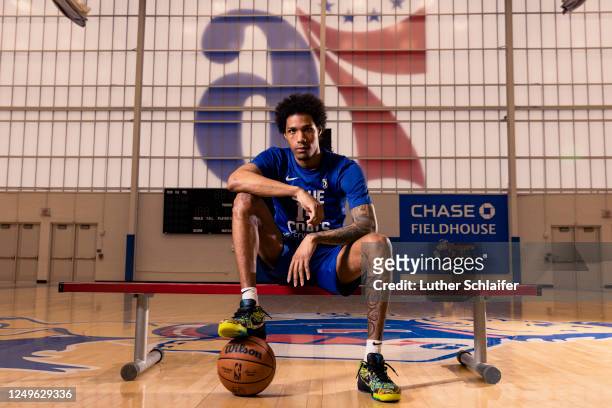 Patrick McCaw of the Delaware Blue Coats poses for a portrait during the G League Content Road Show on March 23, 2023 at Chase Field House in...