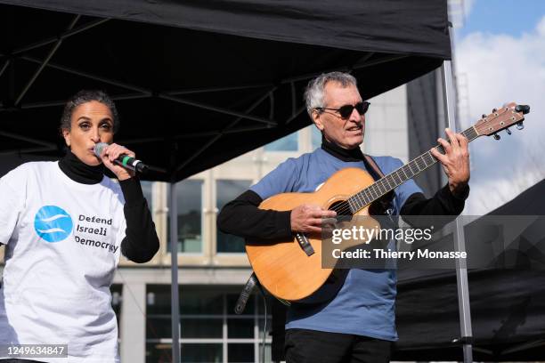 Israeli singer-songwriter, percussionist, poet, composer, and human rights activist Noa and Israeli guitar player Gil Dor perform in front of 150...