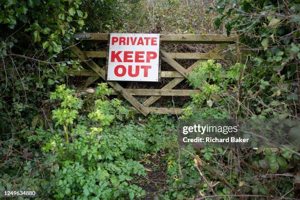 Private property sign at Charlestown, on 22nd March 2023, in St Austell, Cornwall, England.