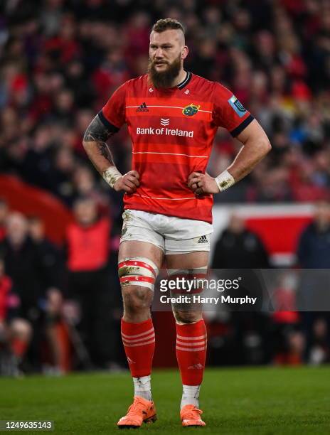 Limerick , Ireland - 25 March 2023; RG Snyman of Munster during the United Rugby Championship match between Munster and Glasgow Warriors at Thomond...
