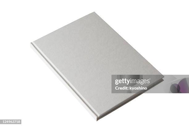 isolated shot of closed white blank book on white background - hardcover book stock pictures, royalty-free photos & images