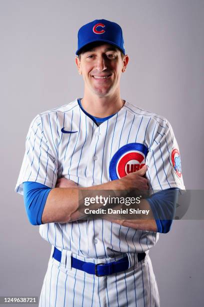 Kyle Hendricks of the Chicago Cubs poses for a photo during the Chicago Cubs Photo Day at Sloan Park on Thursday, February 23, 2023 in Mesa, Arizona.