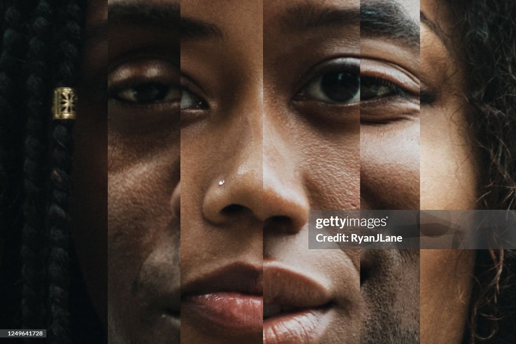 Composite de portraits avec des nuances variables de la peau