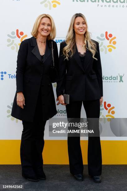 The mother of the Spanish tennis player Rafa Nadal, Ana Maria Parera poses with her daughter Maribel Nadal before the awards ceremony of the Rafa...