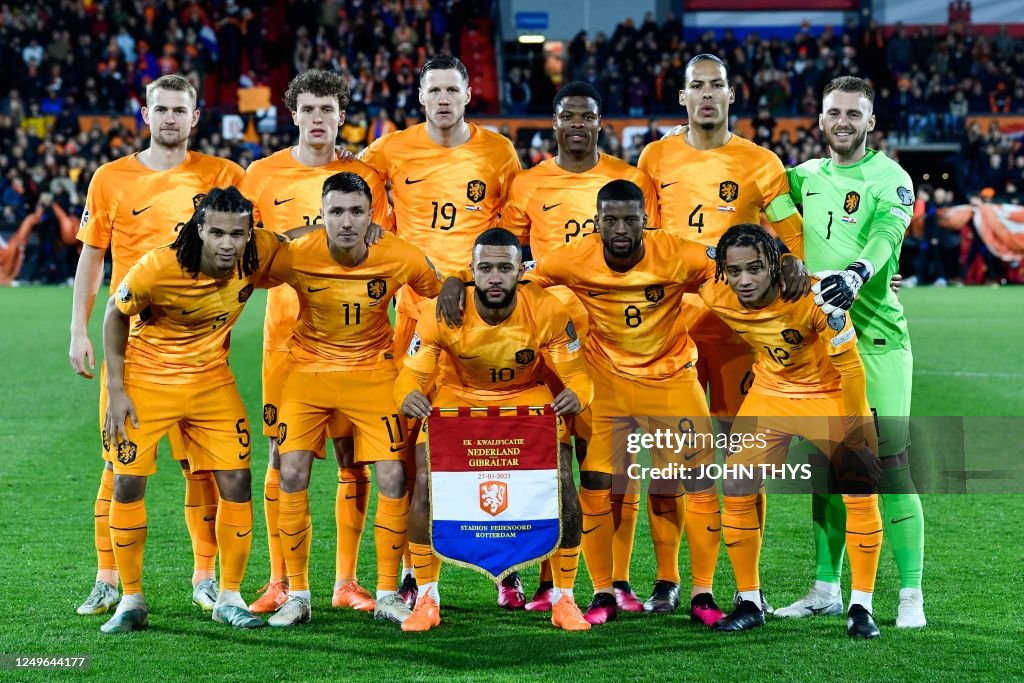 Netherlands' team poses ahead of the UEFA Euro 2024 group B Netherlands' team poses ahead of the UEFA Euro 2024 group B