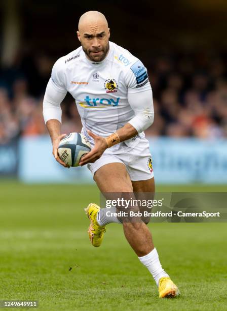 Exeter Chiefs' Olly Woodburn during the Gallagher Premiership Rugby match between Bath Rugby and Exeter Chiefs at Recreation Ground on March 26, 2023...