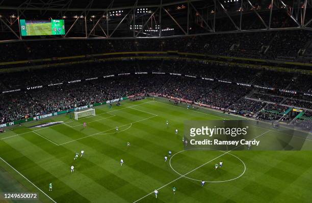 Dublin , Ireland - 27 March 2023; A general view of action during the UEFA EURO 2024 Championship Qualifier match between Republic of Ireland and...