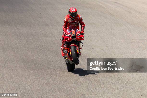Francesco Bagnaia of Ducati Lenovo Team in action during the MotoGP race of Portugal Grand Prix on March 26 held at Algarve International Circuit in...