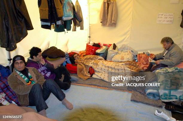 Three asylum seekers, occupying the Saint-Boniface / Sint-Bonifacius Church in Elsene / Ixelles, Brussels, are pictured 25 February 2006. The 23...