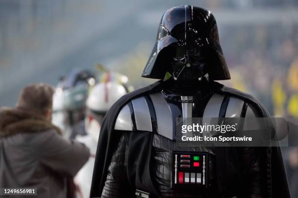 Fan dressed as Darth Vader before the match between the Columbus Crew and the Atlanta United FC at Lower.com Field in Columbus, Ohio on March 25,...