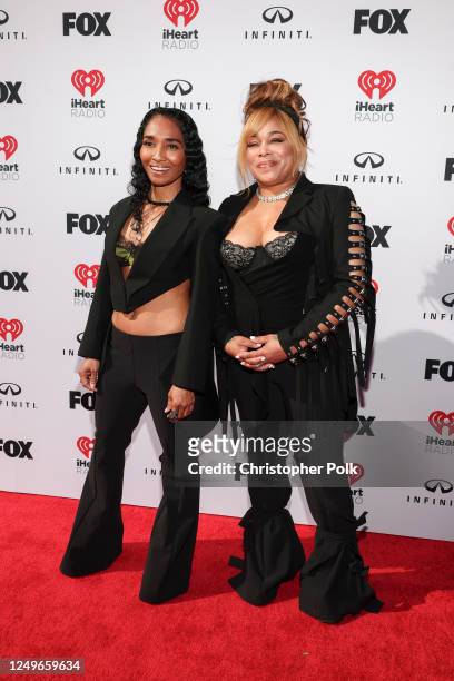 Rozonda "Chilli" Thomas and Tionne "T-Boz" Watkins of TLC at the 2023 iHeartRadio Music Awards held at The Dolby Theatre on March 27, 2023 in Los...