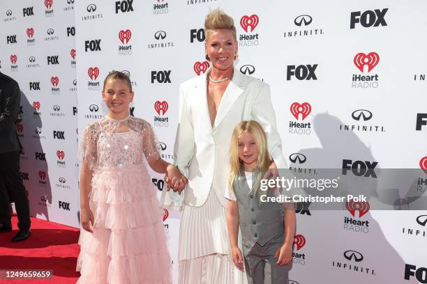 Willow Hart, P!nk and Jameson Hart at the 2023 iHeartRadio Music Awards held at The Dolby Theatre on March 27, 2023 in Los Angeles, California.