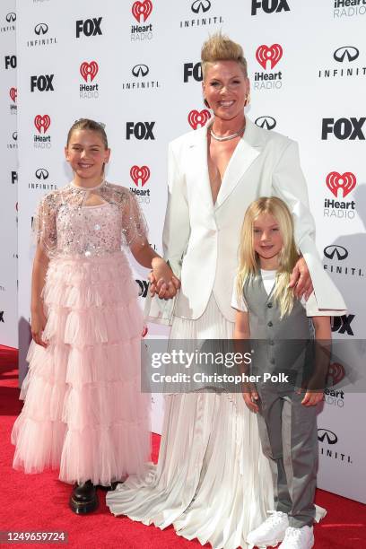 Willow Hart, P!nk and Jameson Hart at the 2023 iHeartRadio Music Awards held at The Dolby Theatre on March 27, 2023 in Los Angeles, California.