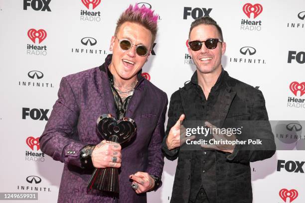 Jacoby Shaddix and Jerry Horton of Papa Roach at the 2023 iHeartRadio Music Awards held at The Dolby Theatre on March 27, 2023 in Los Angeles,...