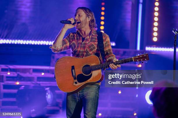 In this image released on March 29, Dierks Bentley performs at CMT Storytellers at Marathon Music Works in Nashville, Tennessee.