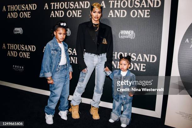 Iman Tayla Shumpert Jr., Teyana Taylor and Rue Rose Shumpert at the New York Premiere of "A Thousand and One" held at the AMC Magic Johnson Harlem 9...