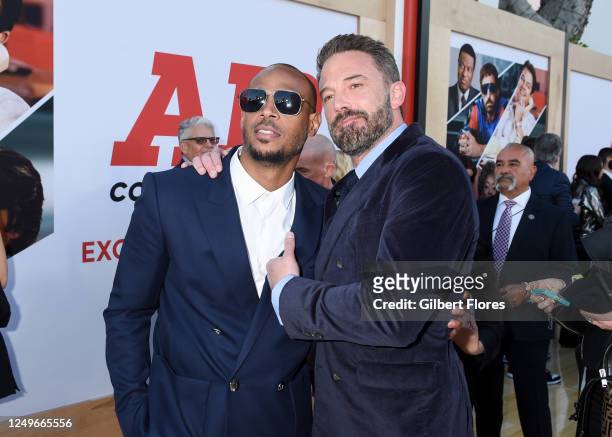 Marlon Wayans and Ben Affleck at the World Premiere of "AIR" held at the Regency Village Theatre on March 27, 2023 in Los Angeles, California.
