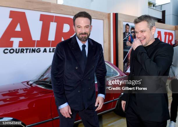Ben Affleck and Matt Damon at the World Premiere of "AIR" held at the Regency Village Theatre on March 27, 2023 in Los Angeles, California.