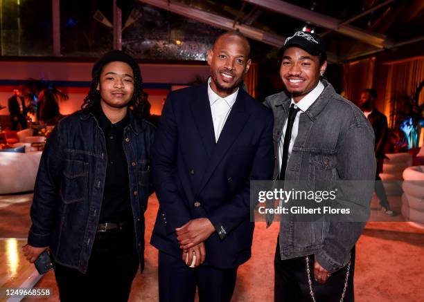 Amai Zackary Wayans, Marlon Wayans and Shawn Wayans at the World Premiere of "AIR" held at the Regency Village Theatre on March 27, 2023 in Los...