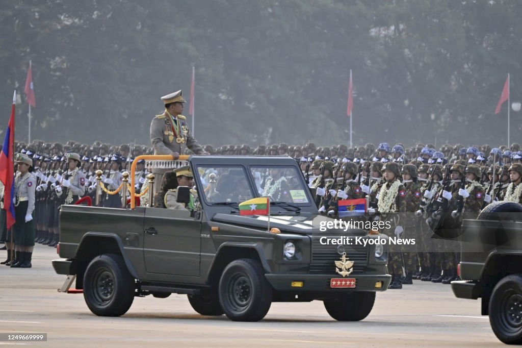 Myanmar junta chief at military parade