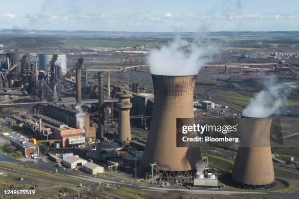 Vapour from cooling towers at the British Steel Ltd. Plant in Scunthorpe, UK, on Monday, March 2023. British Steel has proposed closing its coke...