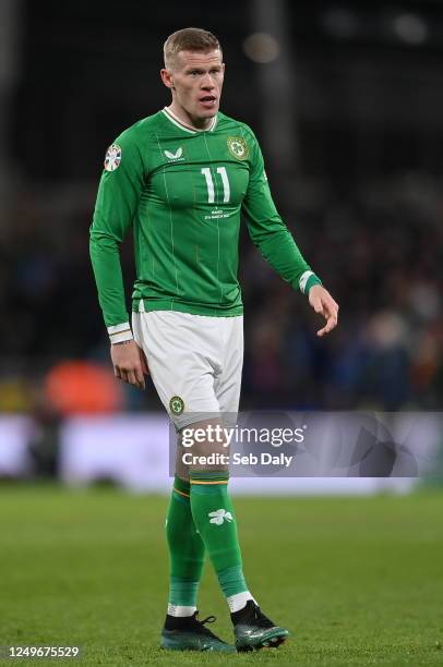 Dublin , Ireland - 27 March 2023; James McClean of Republic of Ireland during the UEFA EURO 2024 Championship Qualifier match between Republic of...