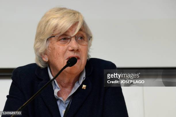 Former Education minister of Catalonia and MEP's Clara Ponsati gives a press conference upon her come back in Spain after 5 years in exile, at the...
