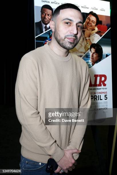 Adam Deacon attends a special screening of AIR at Warner House on March 28, 2023 in London, England.