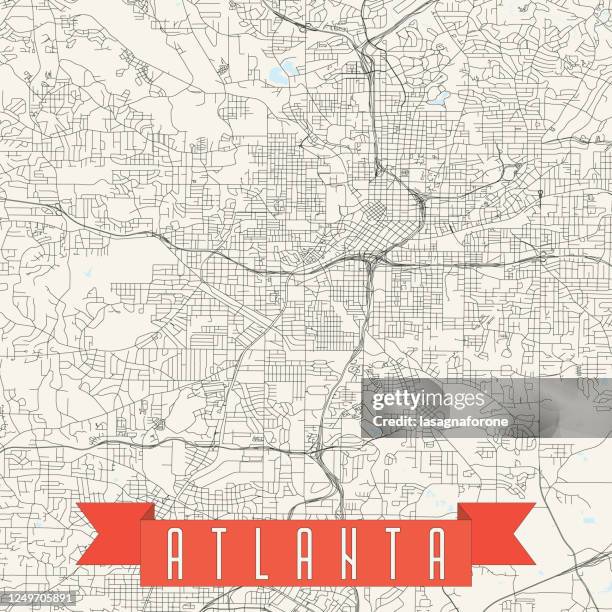 atlanta, georgia vector map - piedmont park atlanta georgia stock illustrations