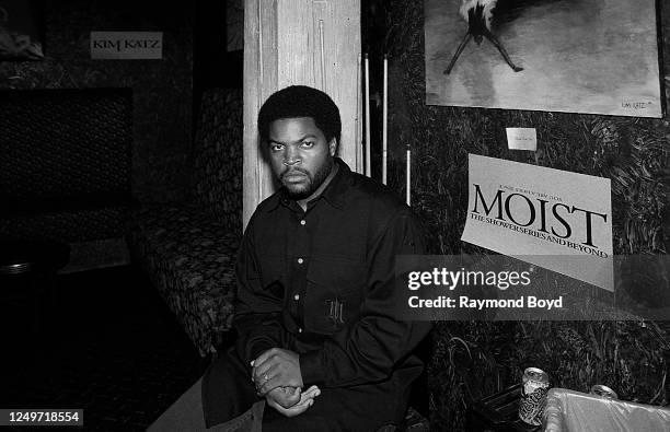 Rapper Ice Cube poses for photos backstage at the China Club in Chicago, Illinois in October 1993.