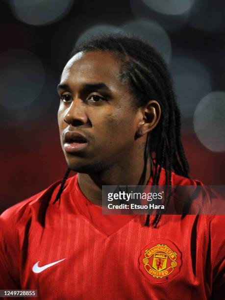 Anderson of Manchester United is seen prior to the UEFA Champions League Round of 16 first leg match between Olympique Lyonnais and Manchester United...
