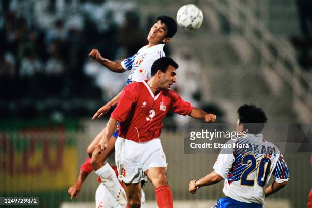 Masami Ihara of Japan in action during the FIFA World Cup Asian Qualifier final round match between Japan and Iran at the Khalifa International...