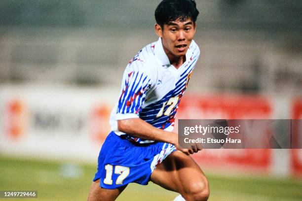 Hajime Moriyasu of Japan in action during the FIFA World Cup Asian Qualifier final round match between Japan and Iran at the Khalifa International...