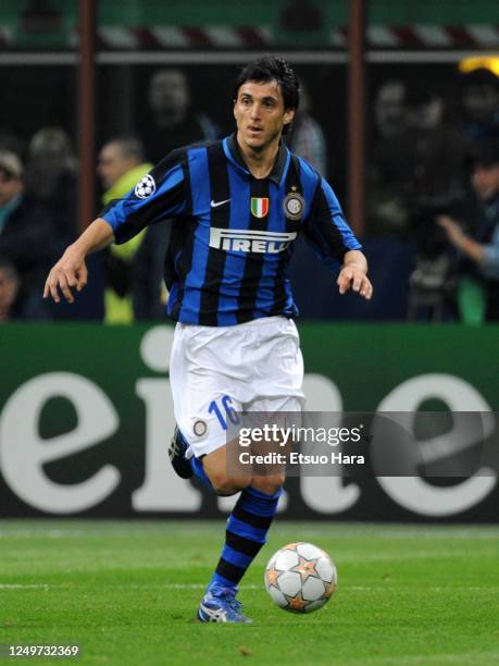 Nicolas Burdisso of Inter Milan in action during the UEFA Champions League Round of 16 second leg match between Inter Milan and Liverpool at the...