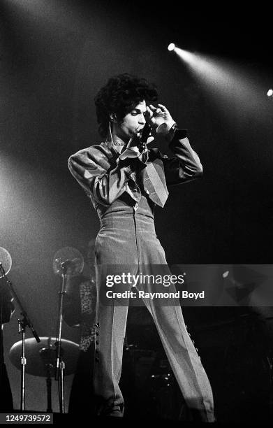 Musician Prince performs at the Chicago Theatre in Chicago, Illinois in April 1993.